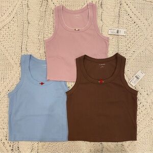 PacSun Women's Camisole Trio - lilac, Blue, and Brown